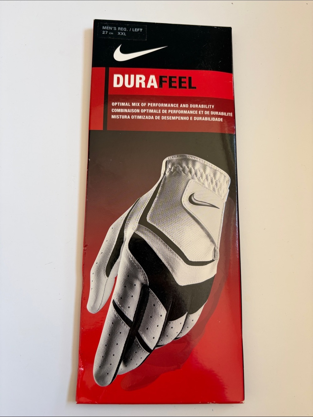 Nike White and Black DuraFeel Golf Glove
